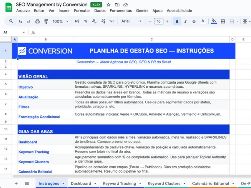 Planilha de SEO