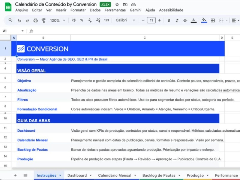 Calendário de Conteúdo
