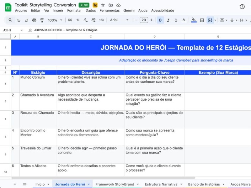 Planilha de Storytelling